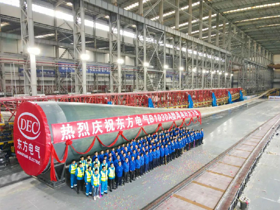 米兰平台自主研制的亚洲单机容量最大风电机组下线